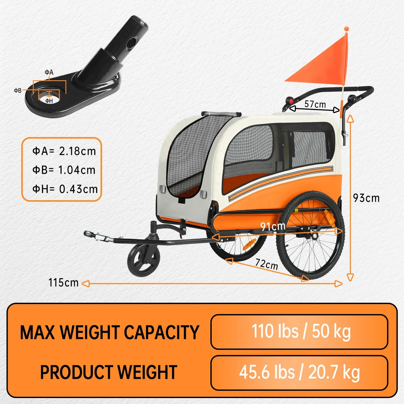 Scout 2-in-1 Dog Bike Trailer & Stroller dimensions