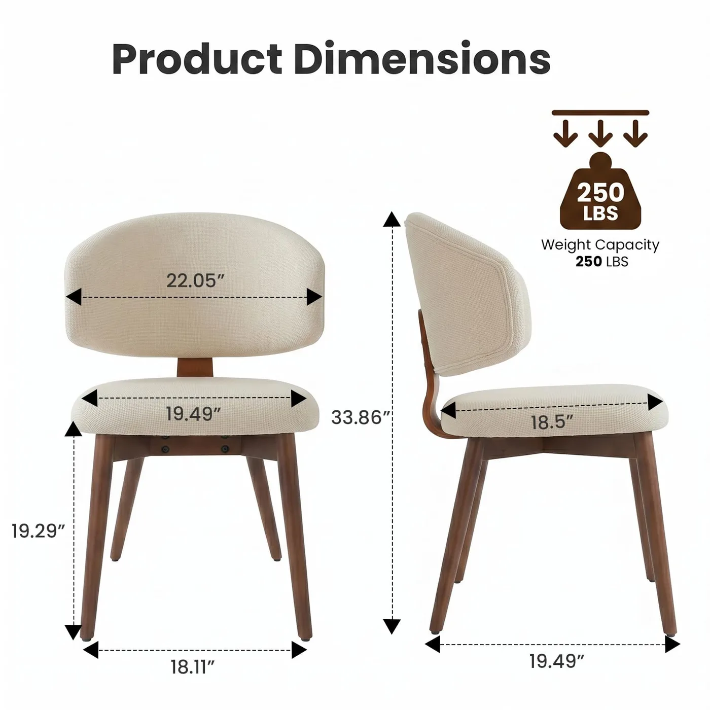 Fern Upholstered Dining Chair dimensions