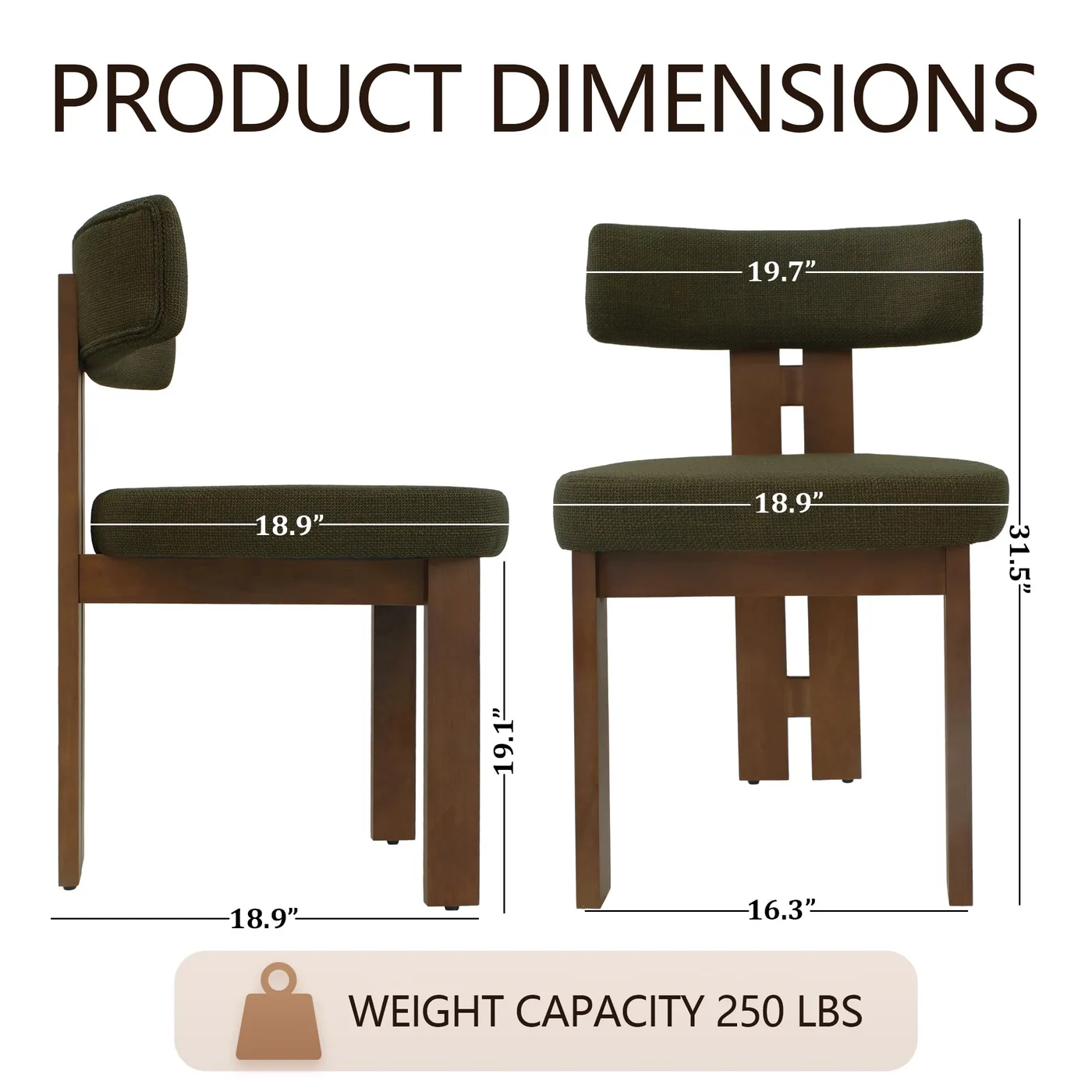 Isla Armless Dining Chair dimensions