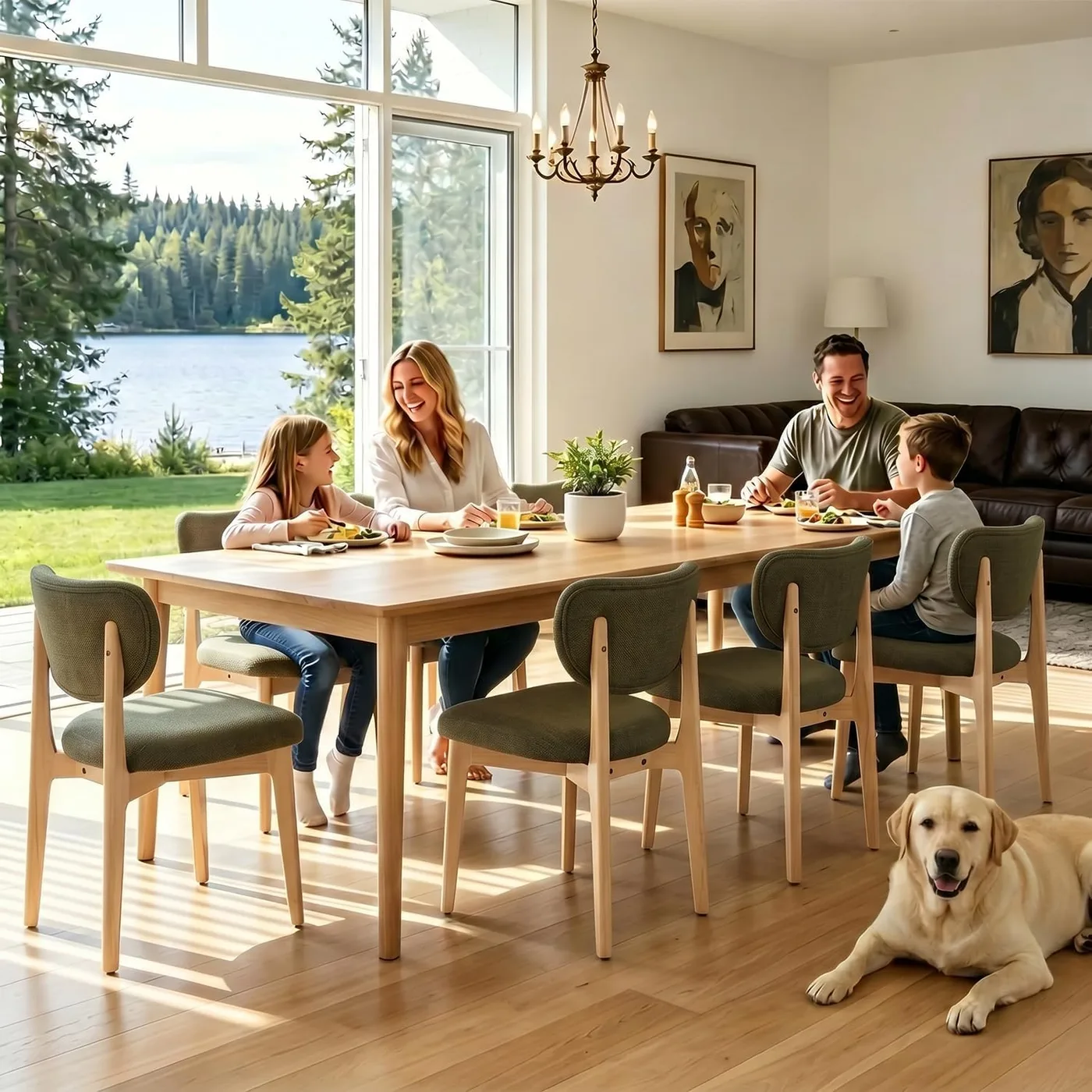 Dining chairs around a family table