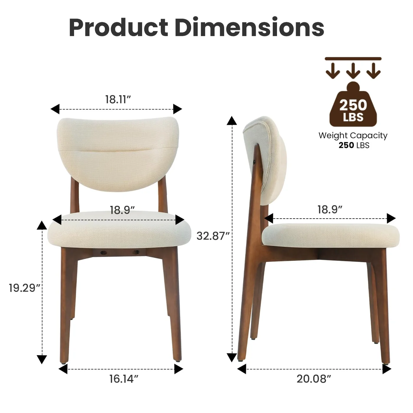 Harlow Curved-Back Dining Chair dimensions