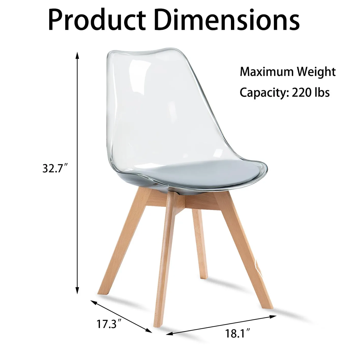 Lucent Acrylic Dining Chair dimensions