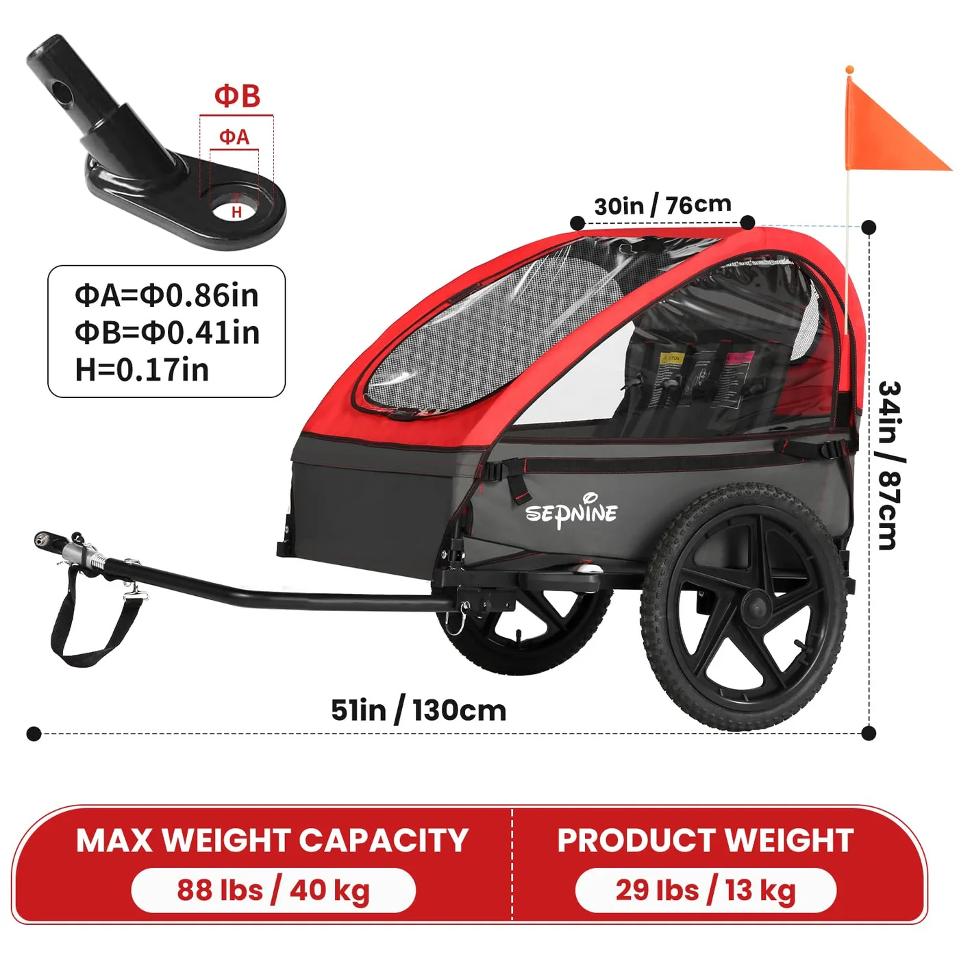Voyager Kids Bike Trailer dimensions