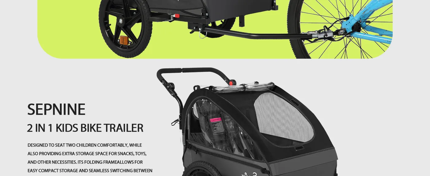 Voyager 2-in-1 Kids Bike Trailer & Stroller detail