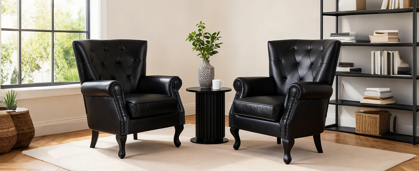 Ellis Tufted Leather Accent Chair detail