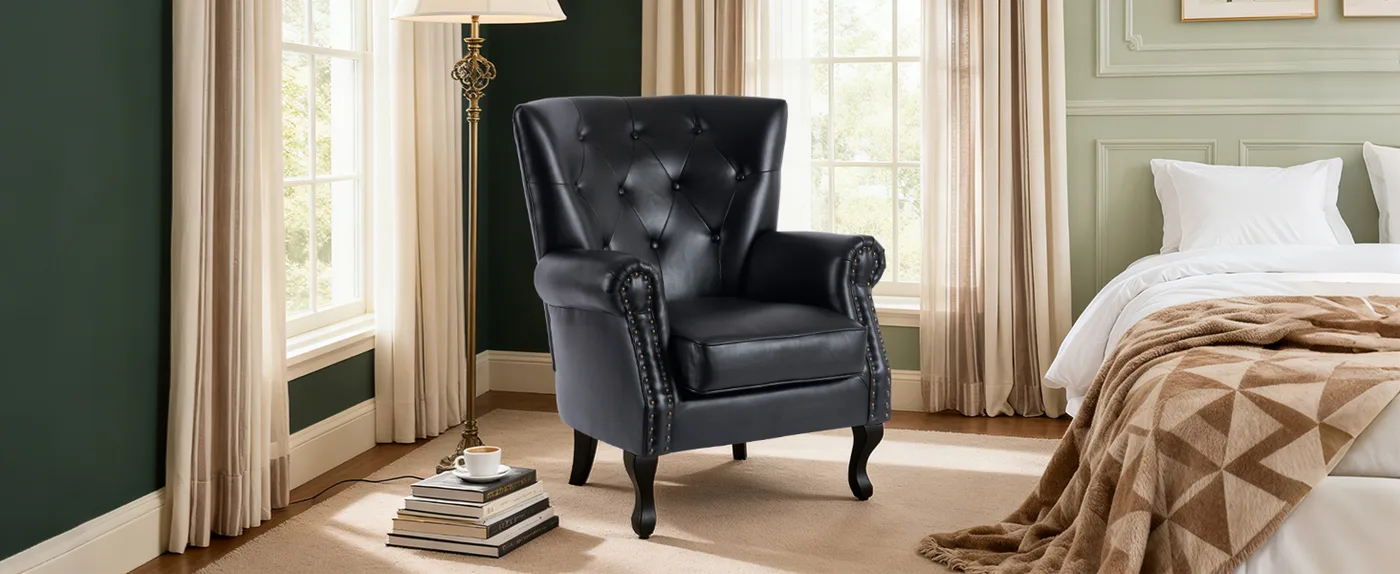 Ellis Tufted Leather Accent Chair detail