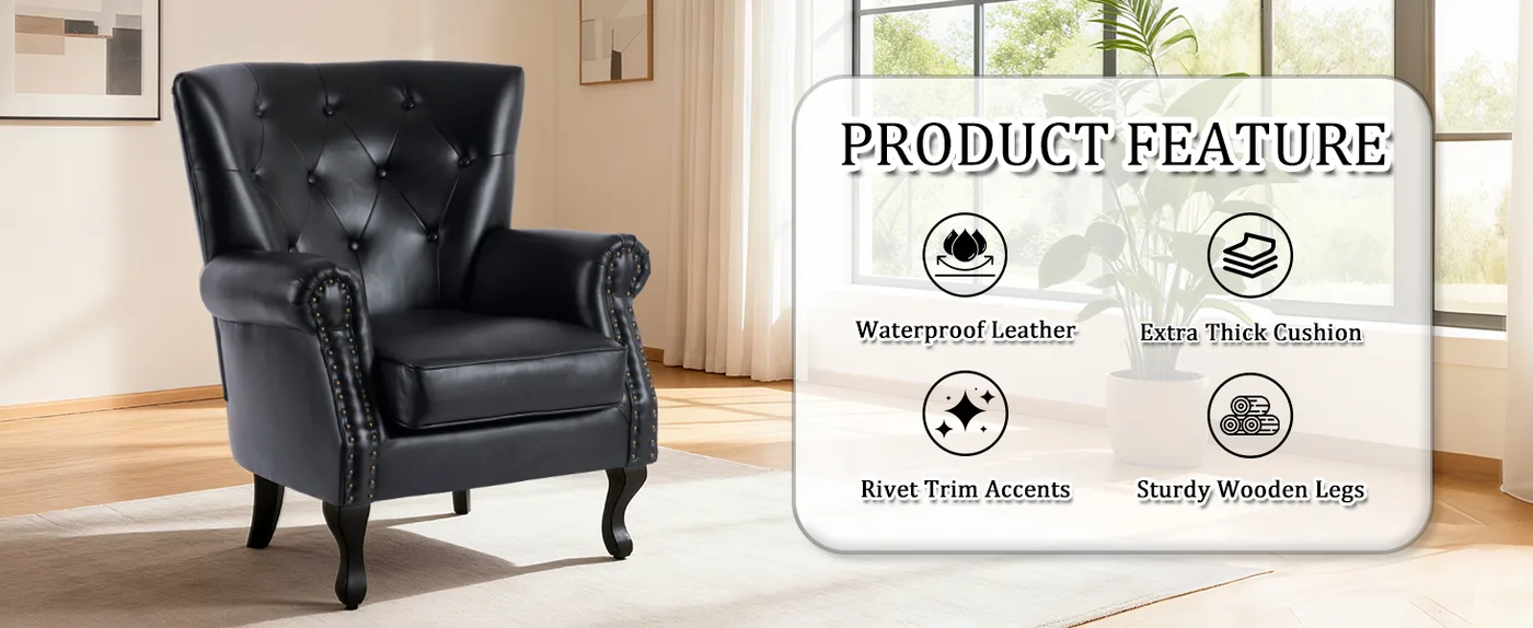 Ellis Tufted Leather Accent Chair detail