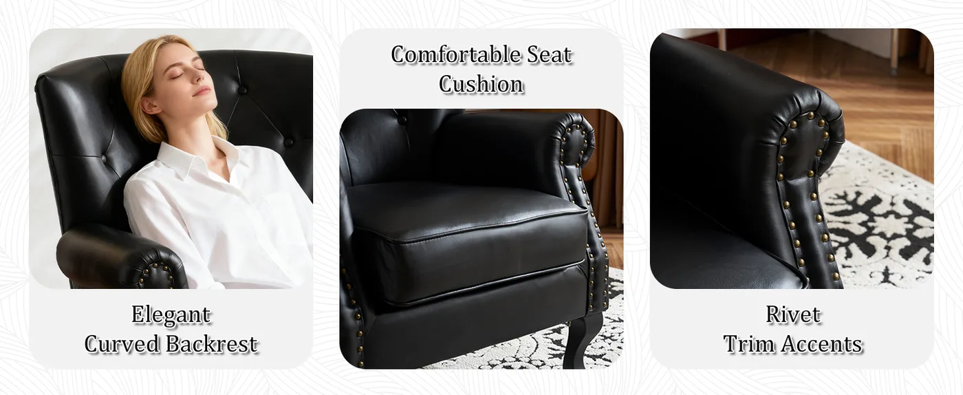 Ellis Tufted Leather Accent Chair detail