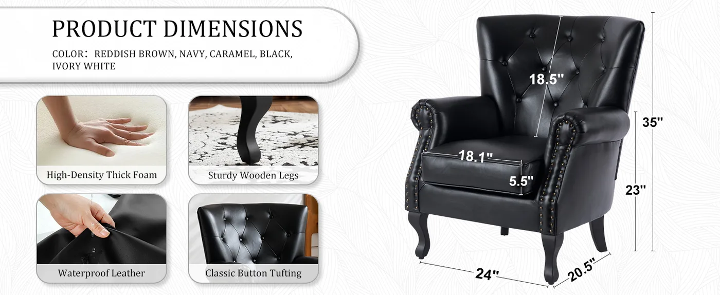 Ellis Tufted Leather Accent Chair detail