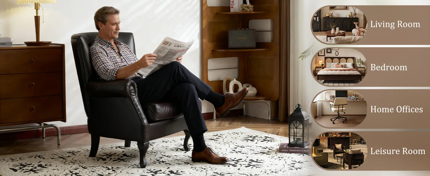 Ellis Tufted Leather Accent Chair detail