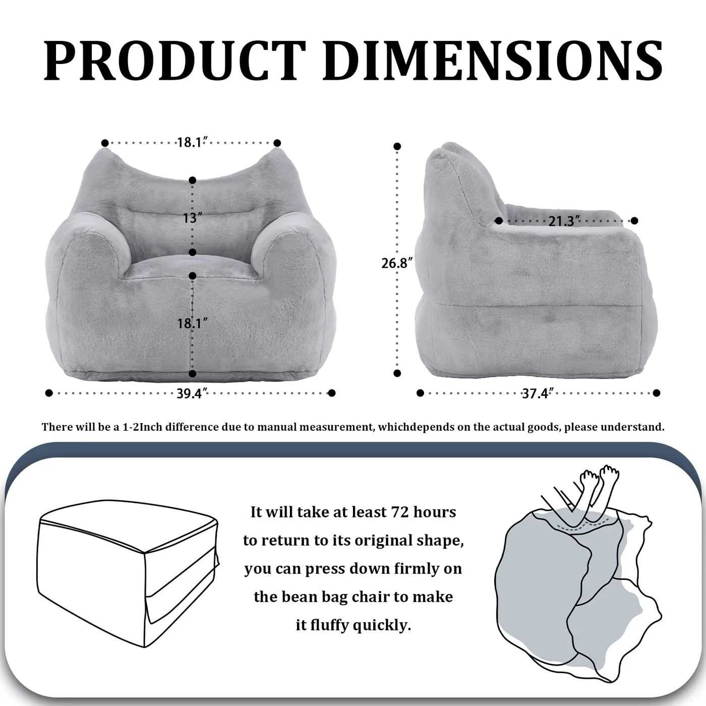 Whisker Bean Bag Chair dimensions