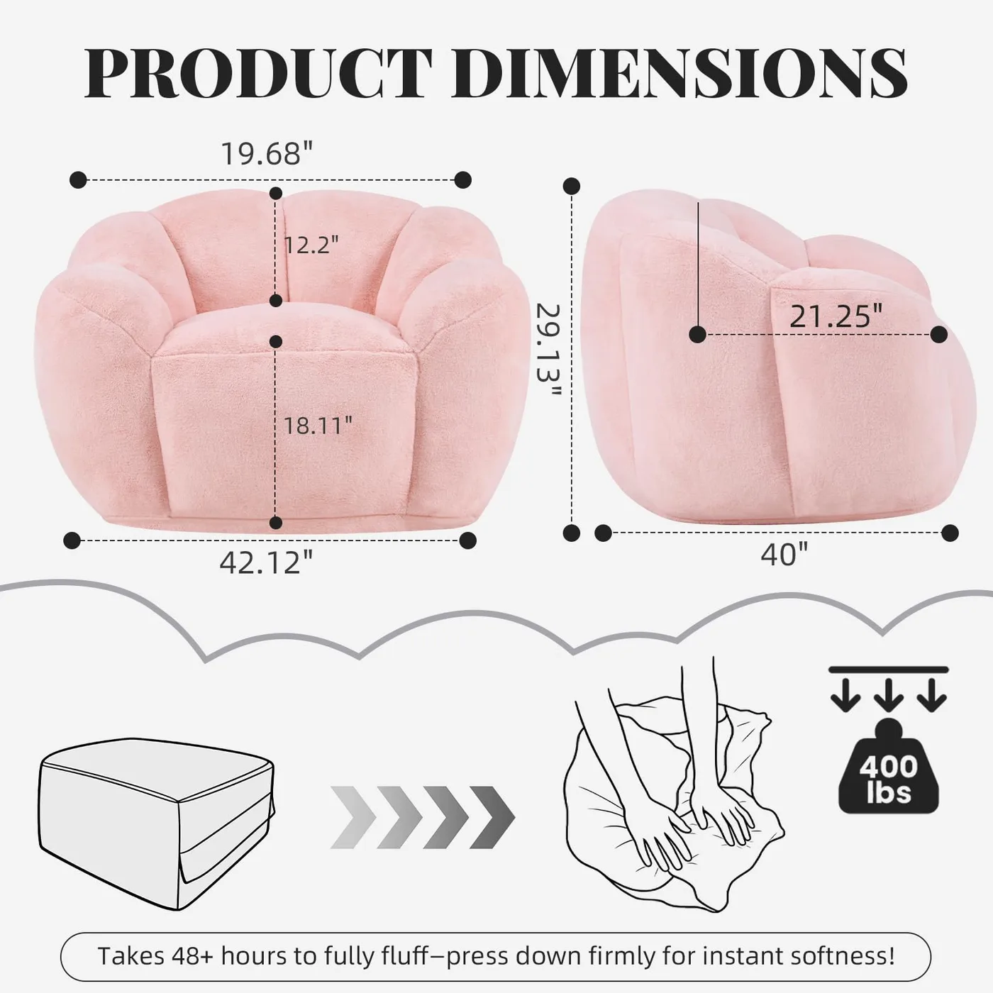 Petal Bean Bag Chair dimensions