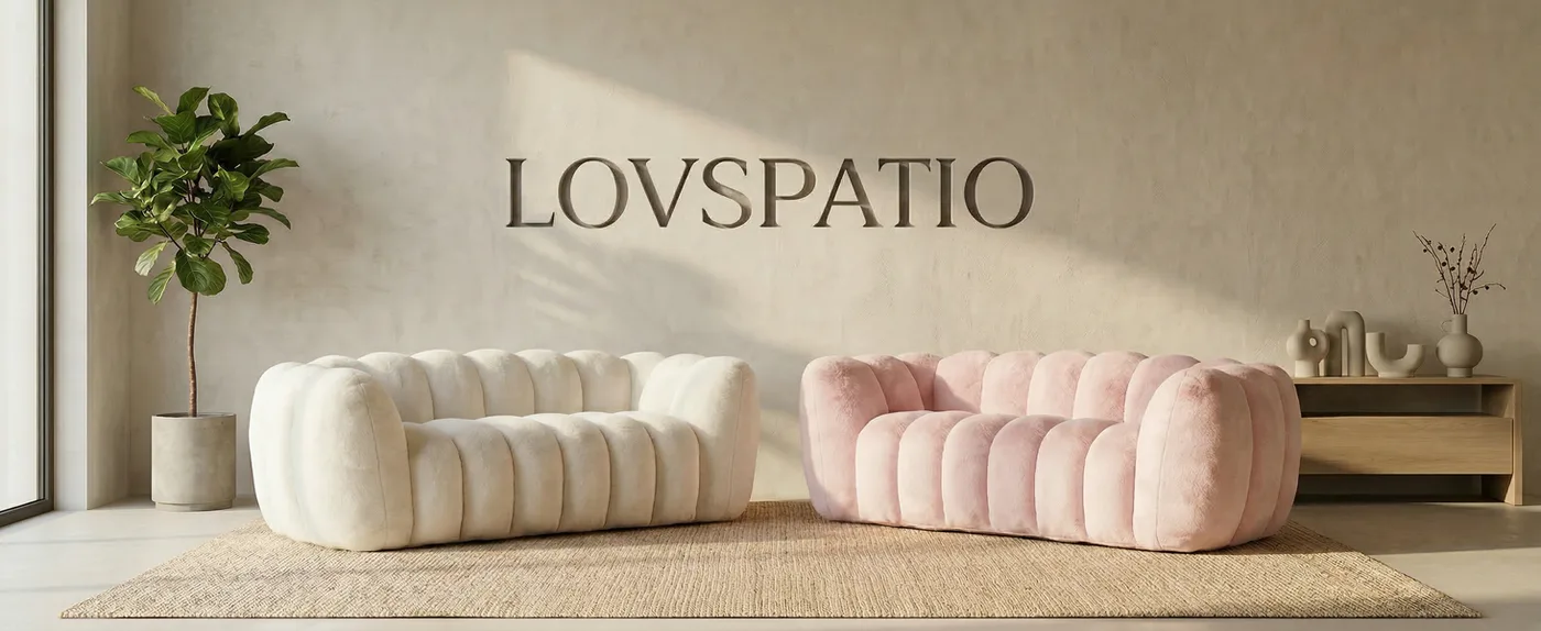 Plume Faux-Fur Loveseat Lounger detail