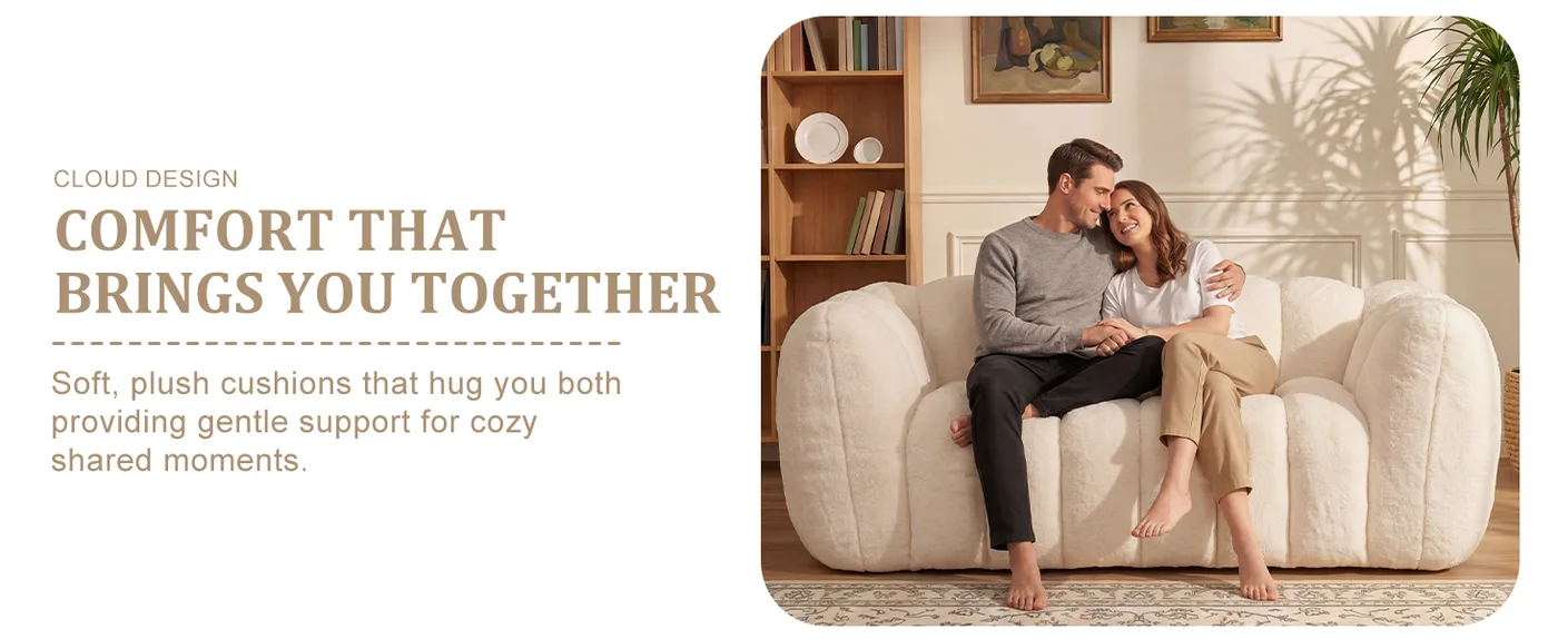 Plume Faux-Fur Loveseat Lounger detail