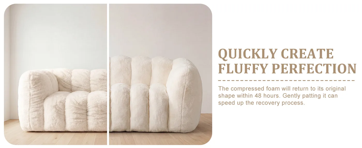 Plume Faux-Fur Loveseat Lounger detail