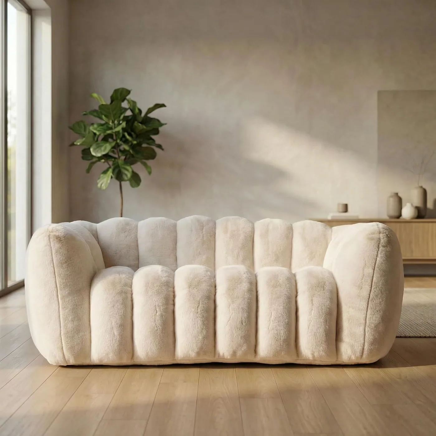 Plume Faux-Fur Loveseat Lounger
