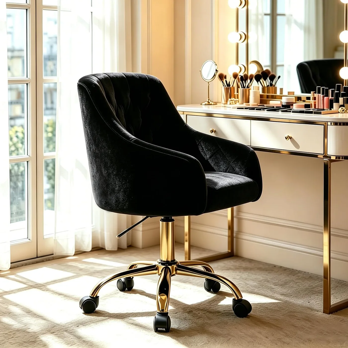 Aurelia Tufted Swivel Vanity Chair