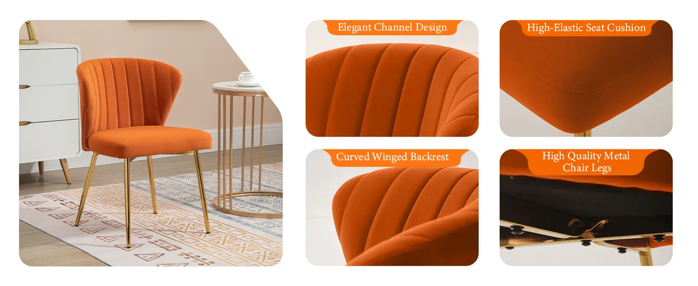 Odette Pleated Velvet Dining Chair detail
