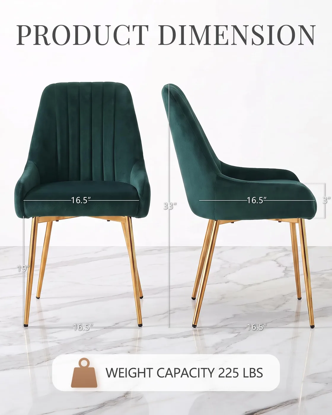 Camille Channel-Back Dining Chair dimensions