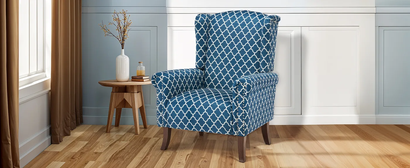 Hastings Plaid Wingback Chair detail