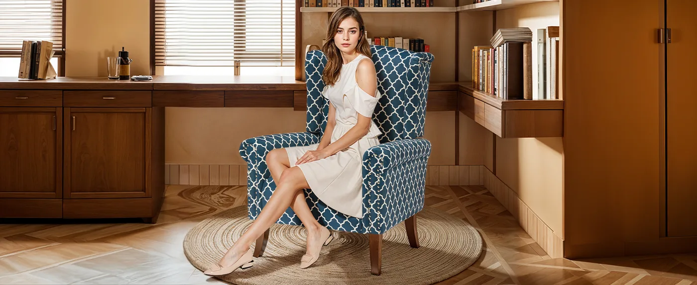 Hastings Plaid Wingback Chair detail