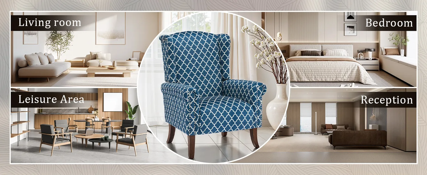 Hastings Plaid Wingback Chair detail
