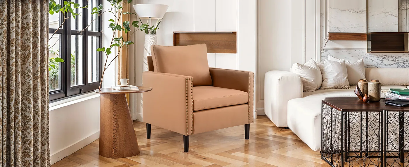 Miles Compact Leather Armchair detail