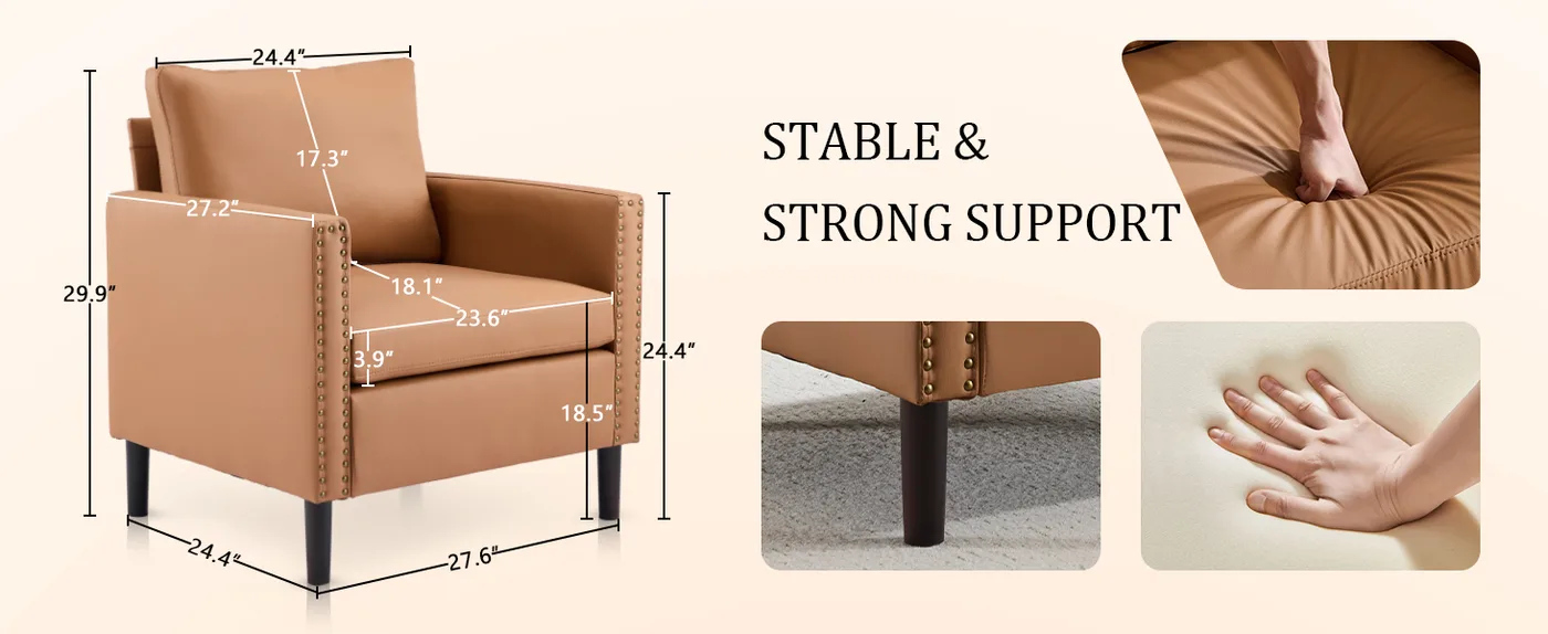 Miles Compact Leather Armchair detail