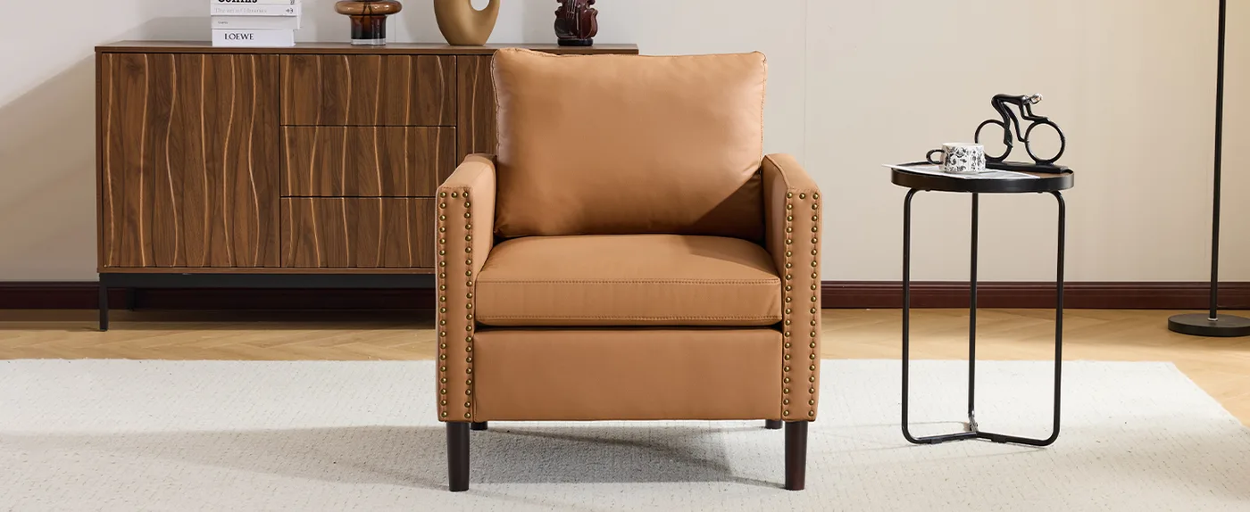Miles Compact Leather Armchair detail