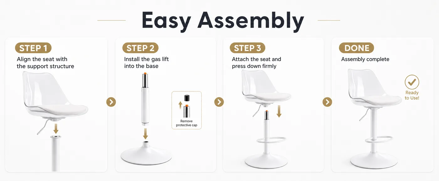Halo Adjustable Swivel Bar Stool detail
