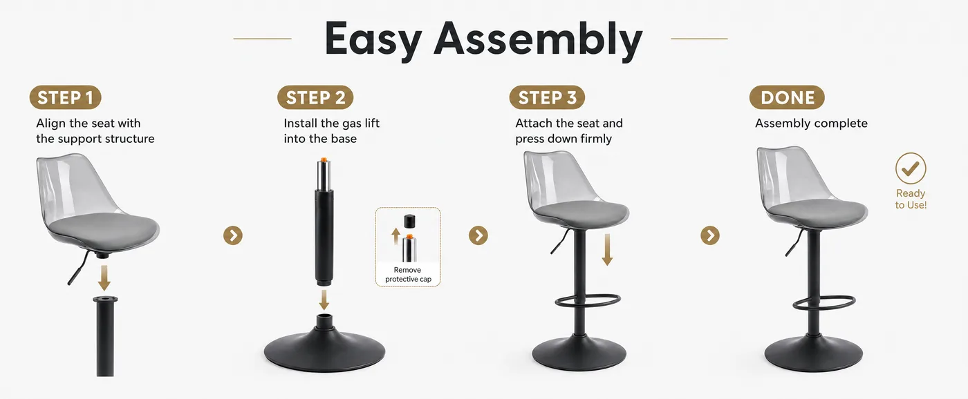 Halo Adjustable Swivel Bar Stool detail